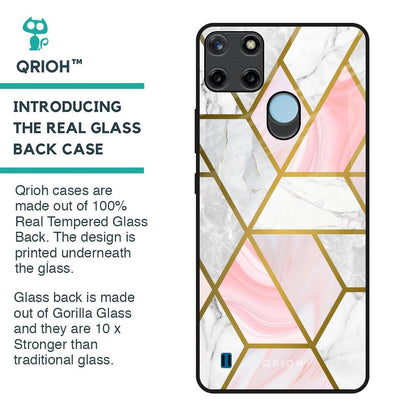 Geometrical Marble Glass Case for Realme C21Y