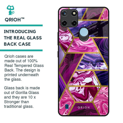 Electroplated Geometric Marble Glass Case for Realme C21Y