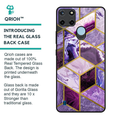 Purple Rhombus Marble Glass Case for Realme C21Y