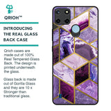 Purple Rhombus Marble Glass Case for Realme C21Y