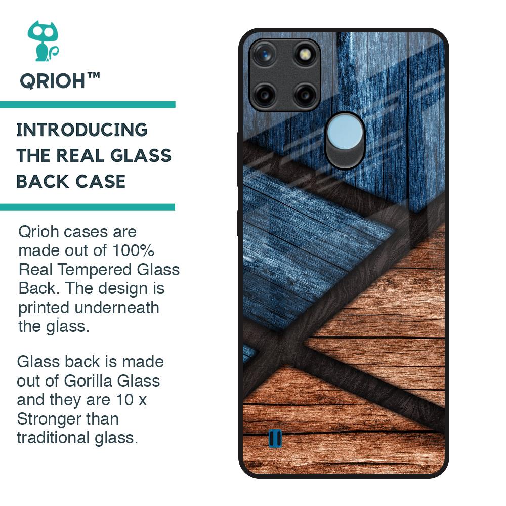 Wooden Tiles Glass Case for Realme C21Y