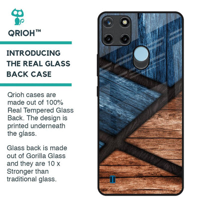 Wooden Tiles Glass Case for Realme C21Y