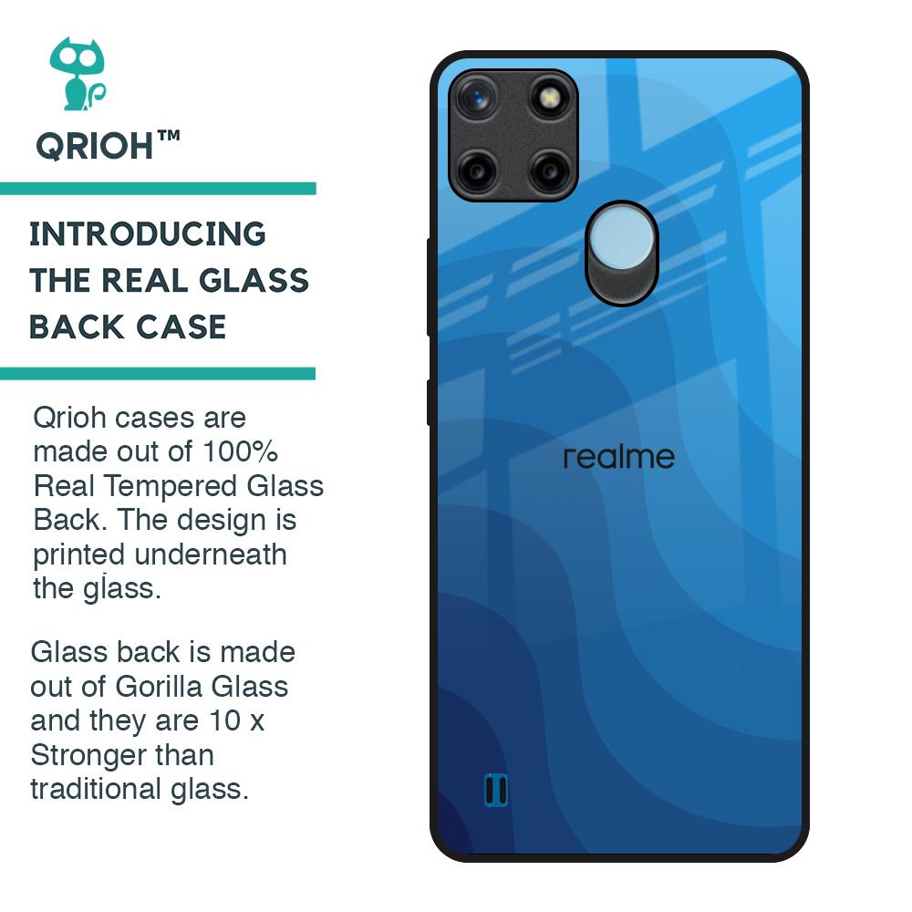 Blue Wave Abstract Glass Case for Realme C21Y