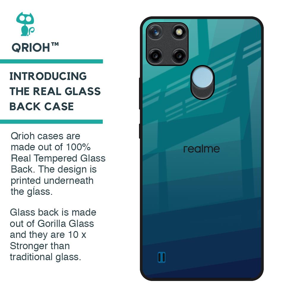 Green Triangle Pattern Glass Case for Realme C21Y