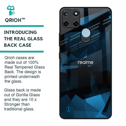 Polygonal Blue Box Glass Case For Realme C21Y