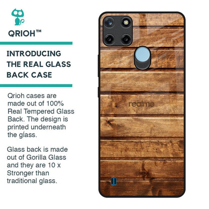 Wooden Planks Glass Case for Realme C21Y