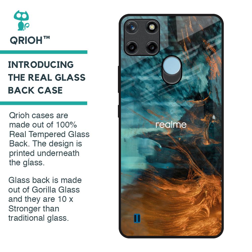 Golden Splash Glass Case for Realme C21Y