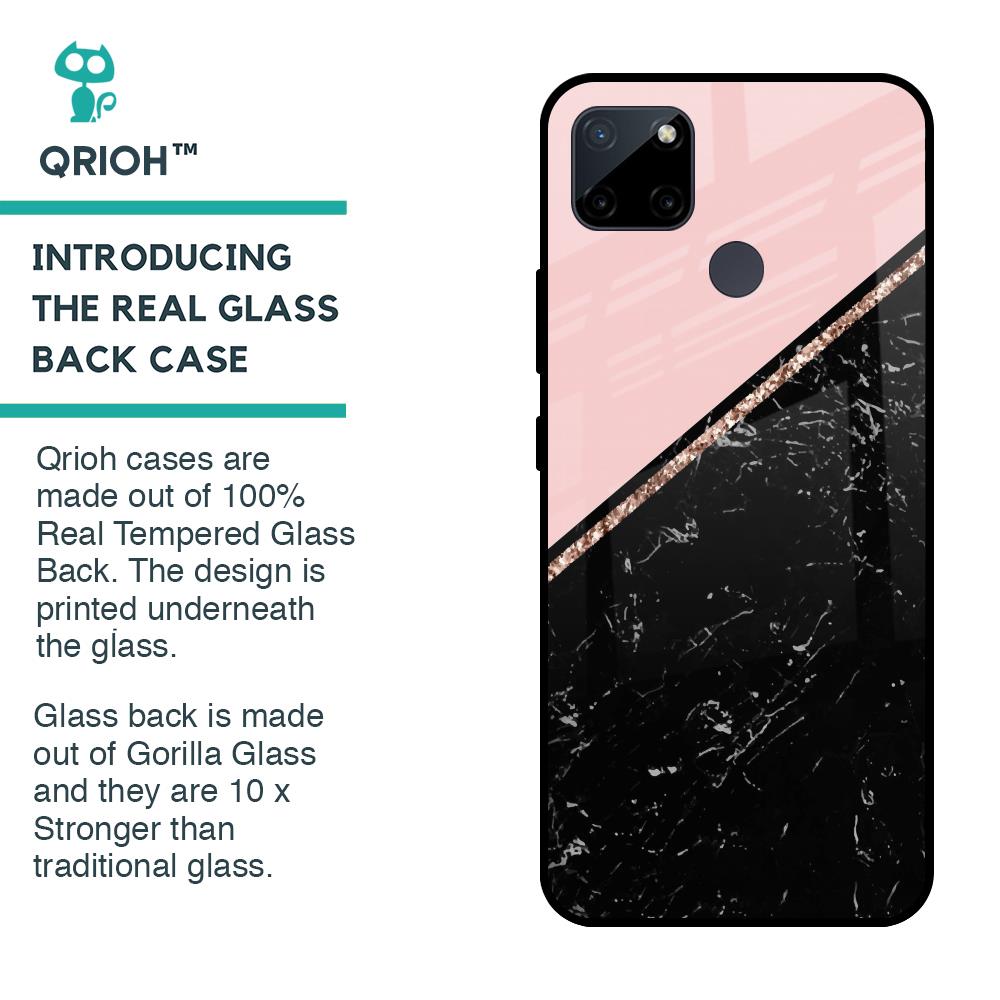 Marble Texture Pink Glass Case For Realme C21Y