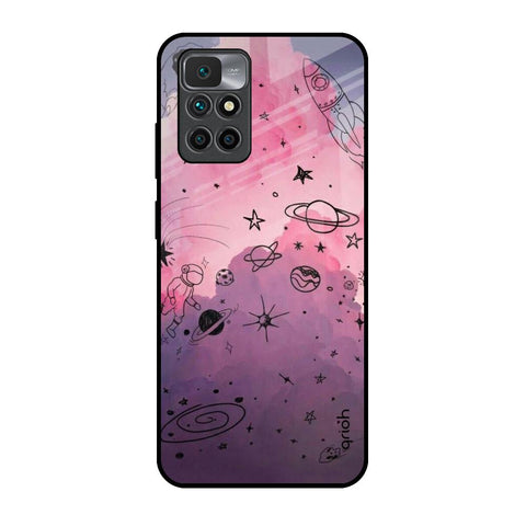Space Doodles Redmi 10 Prime Glass Back Cover Online