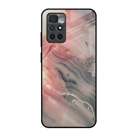 Pink And Grey Marble Redmi 10 Prime Glass Back Cover Online