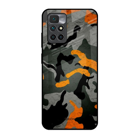 Camouflage Orange Redmi 10 Prime Glass Back Cover Online