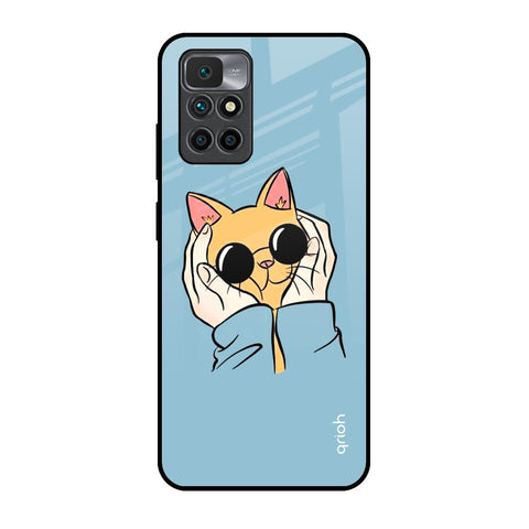 Adorable Cute Kitty Redmi 10 Prime Glass Back Cover Online