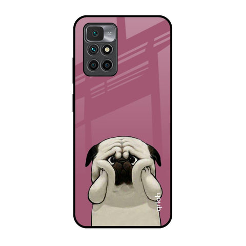Funny Pug Face Redmi 10 Prime Glass Back Cover Online