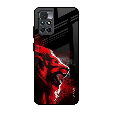 Red Angry Lion Redmi 10 Prime Glass Back Cover Online