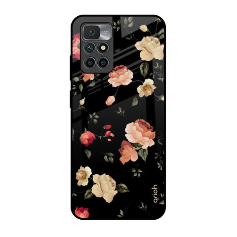 Black Spring Floral Redmi 10 Prime Glass Back Cover Online