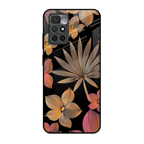 Lines Pattern Flowers Redmi 10 Prime Glass Back Cover Online