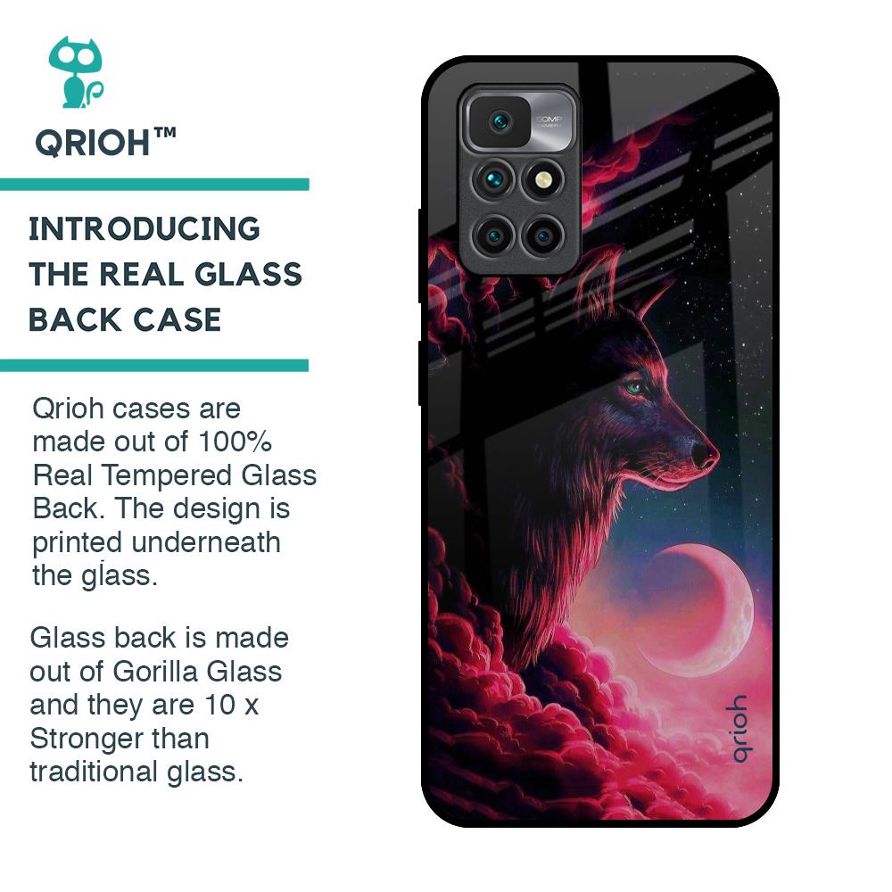 Moon Wolf Glass Case for Redmi 10 Prime