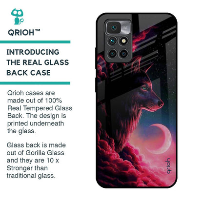 Moon Wolf Glass Case for Redmi 10 Prime