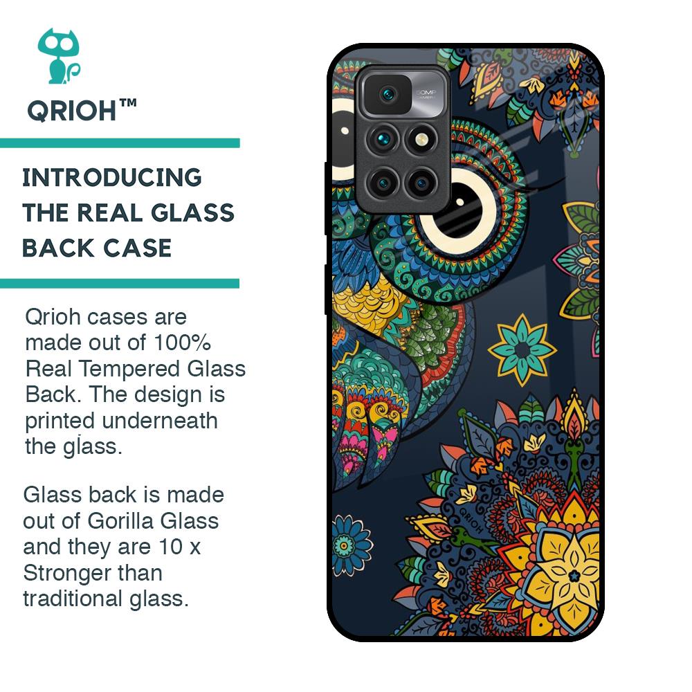 Owl Art Glass Case for Redmi 10 Prime