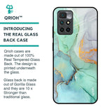 Green Marble Glass Case for Redmi 10 Prime