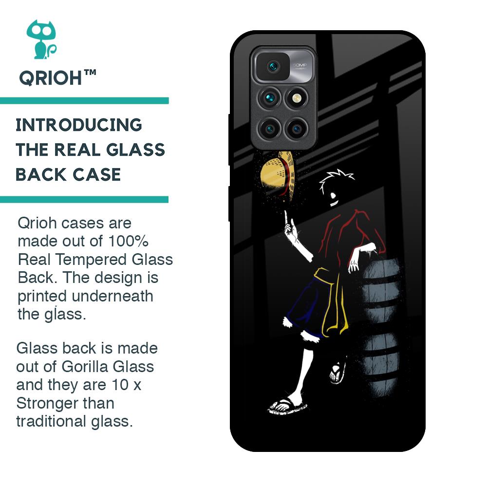 Luffy Line Art Glass Case for Redmi 10 Prime