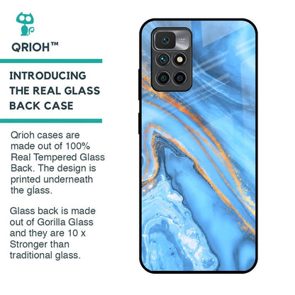 Vibrant Blue Marble Glass Case for Redmi 10 Prime