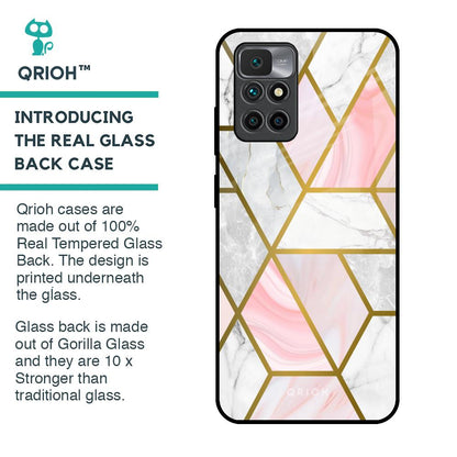 Geometrical Marble Glass Case for Redmi 10 Prime