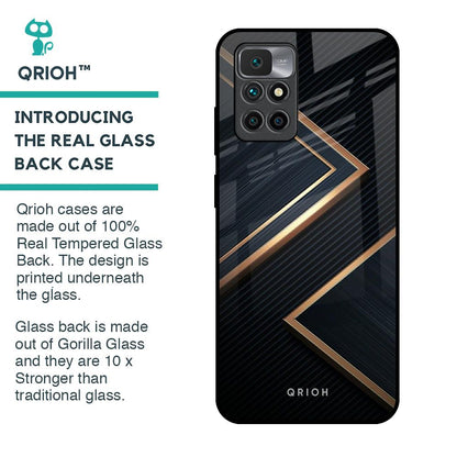 Sleek Golden & Navy Glass Case for Redmi 10 Prime