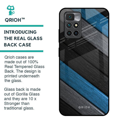 Multicolor Wooden Effect Glass Case for Redmi 10 Prime
