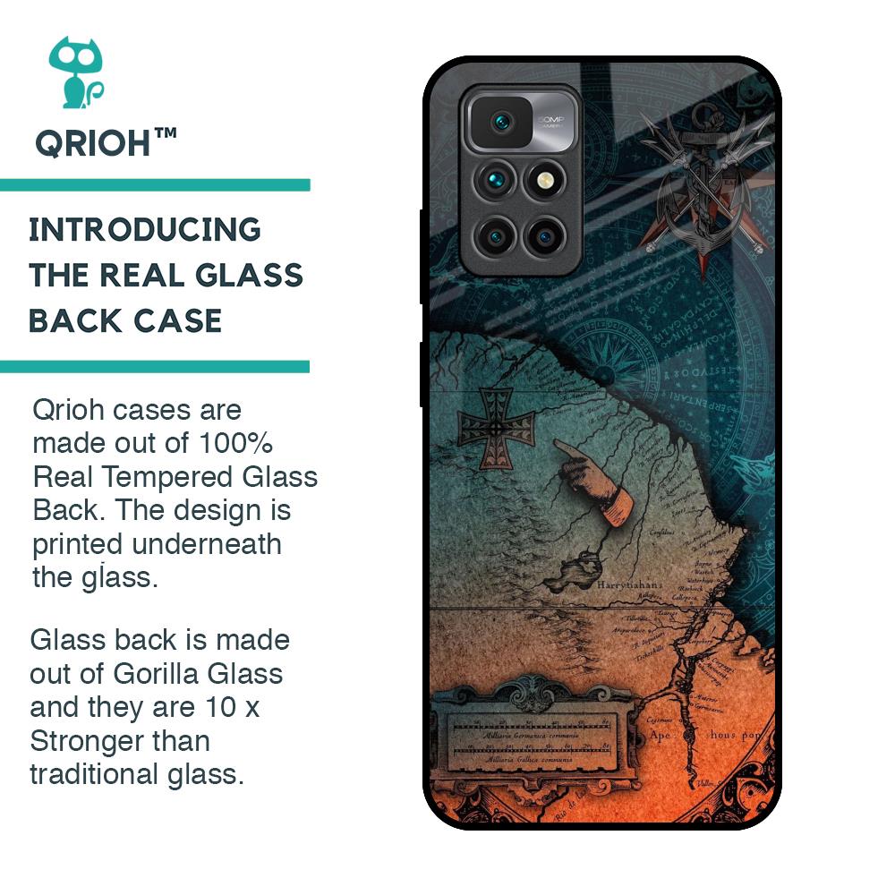 Geographical Map Glass Case for Redmi 10 Prime