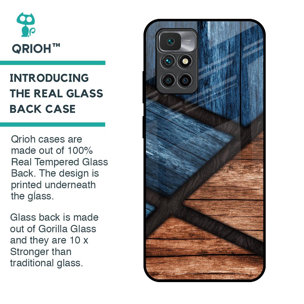 Wooden Tiles Glass Case for Redmi 10 Prime
