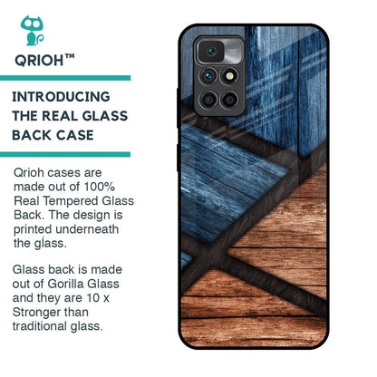 Wooden Tiles Glass Case for Redmi 10 Prime
