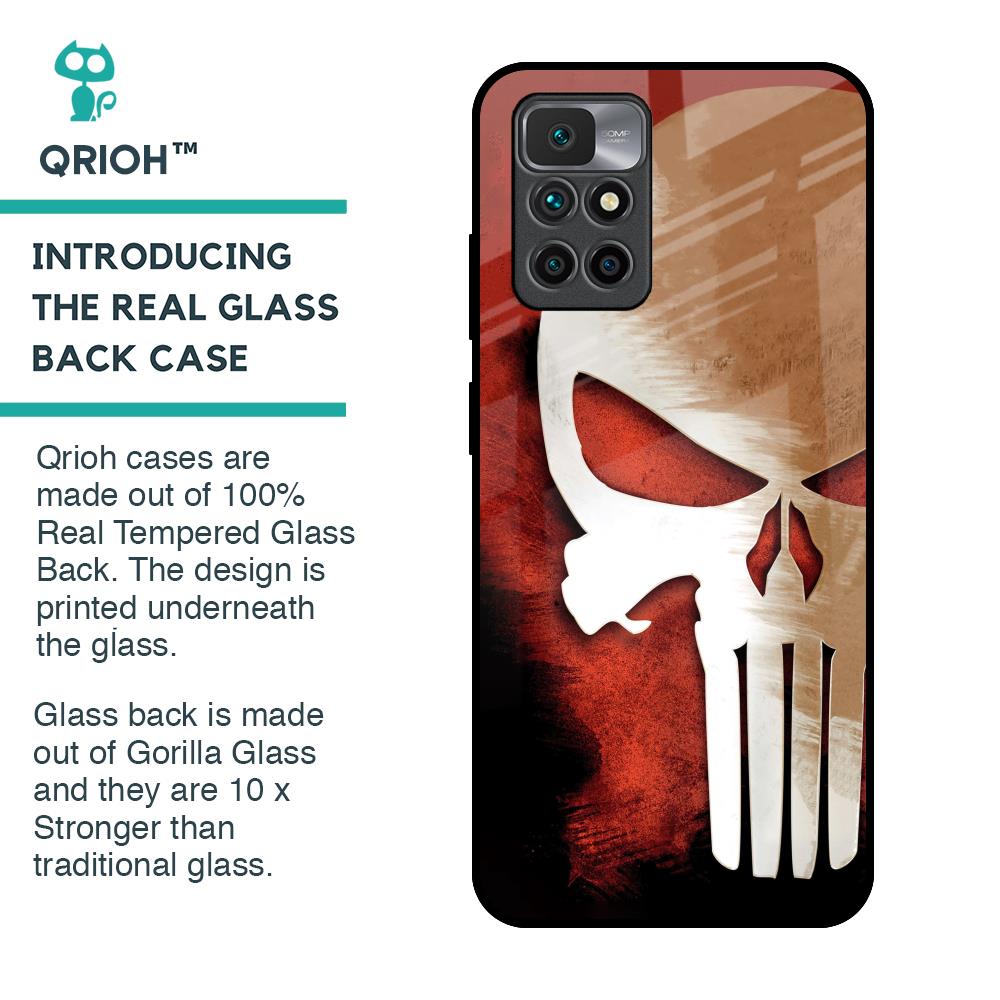 Red Skull Glass Case for Redmi 10 Prime