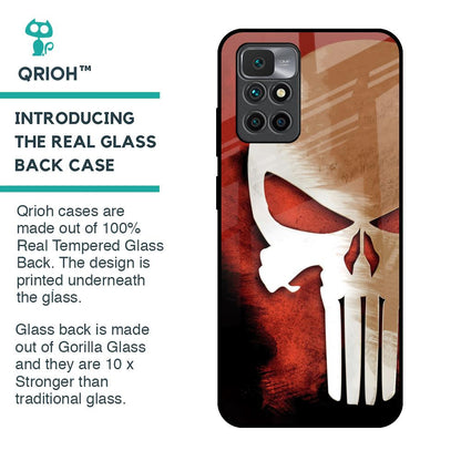 Red Skull Glass Case for Redmi 10 Prime