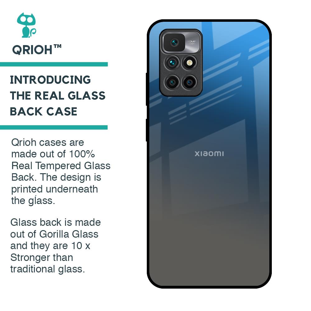 Blue Grey Ombre Glass Case for Redmi 10 Prime