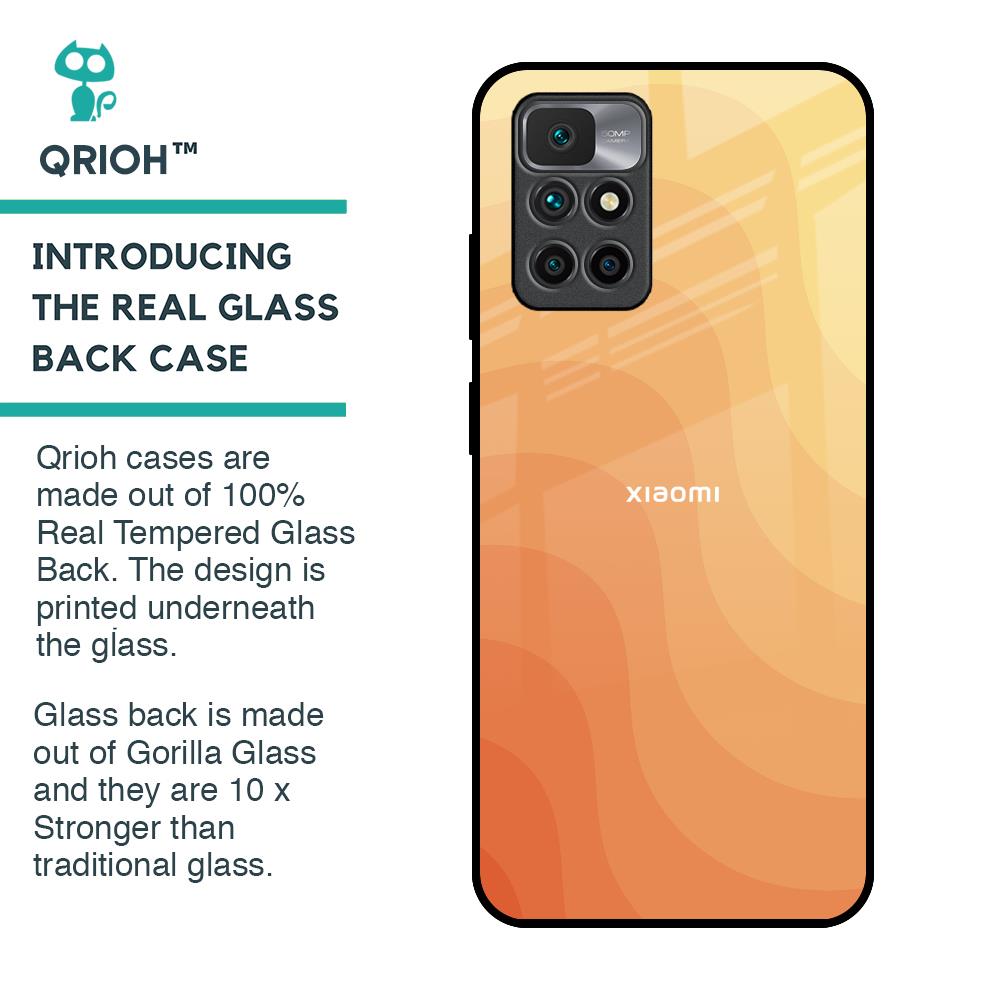 Orange Curve Pattern Glass Case for Redmi 10 Prime