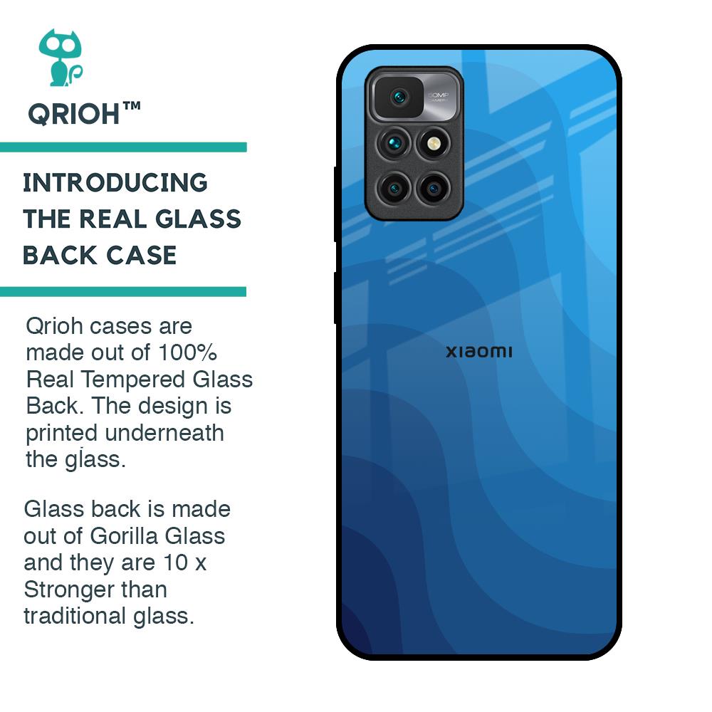 Blue Wave Abstract Glass Case for Redmi 10 Prime