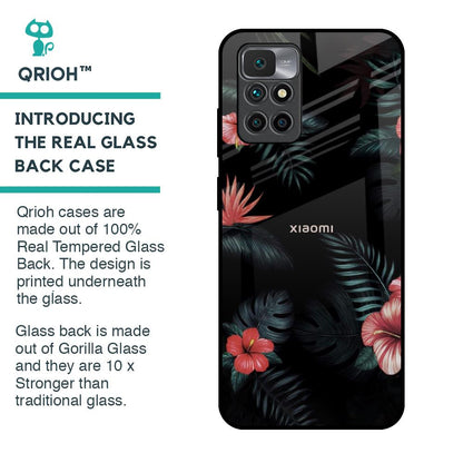 Tropical Art Flower Glass Case for Redmi 10 Prime