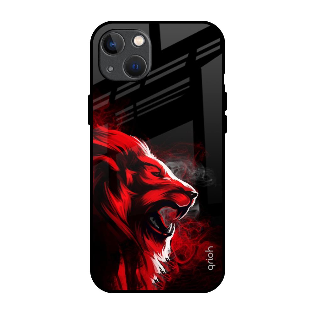 Red Angry Lion iPhone 13 Glass Back Cover Online