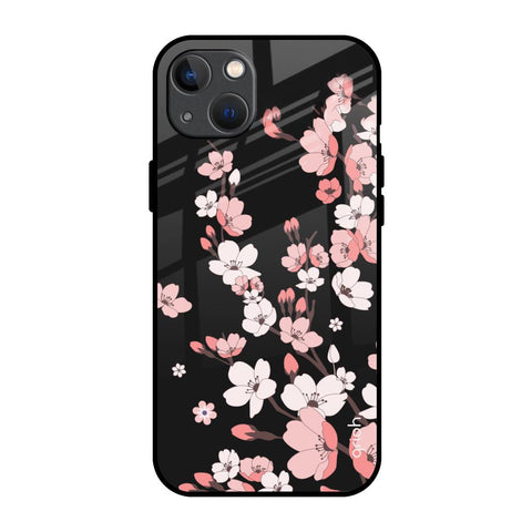Black Cherry Blossom iPhone 13 Glass Back Cover Online