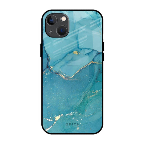 Blue Golden Glitter iPhone 13 Glass Back Cover Online