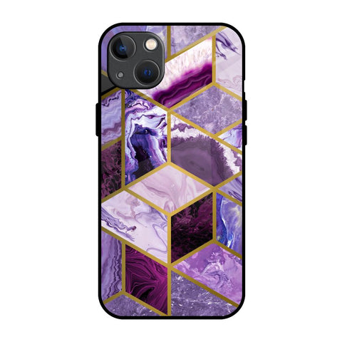Purple Rhombus Marble iPhone 13 Glass Back Cover Online