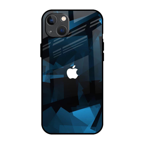 Polygonal Blue Box iPhone 13 Glass Back Cover Online