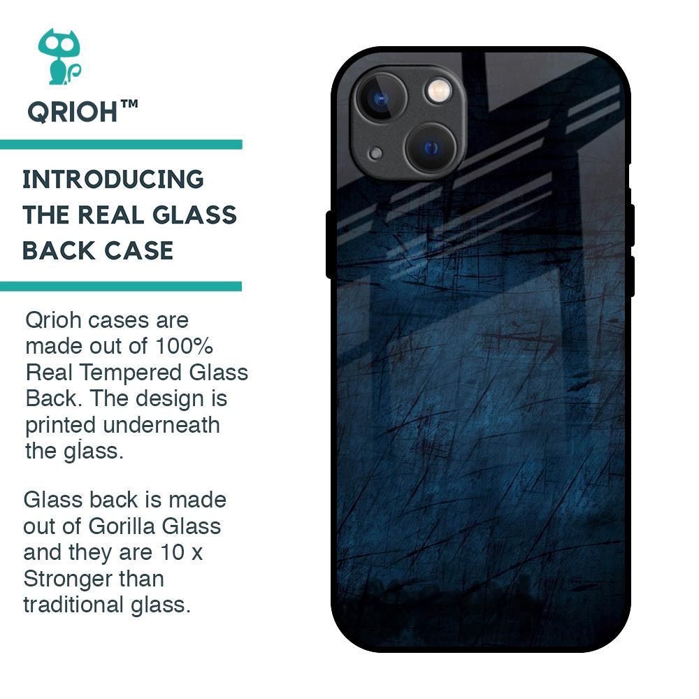 Dark Blue Grunge Glass Case for iPhone 13