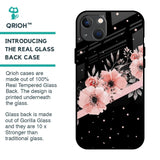Floral Black Band Glass Case For iPhone 13