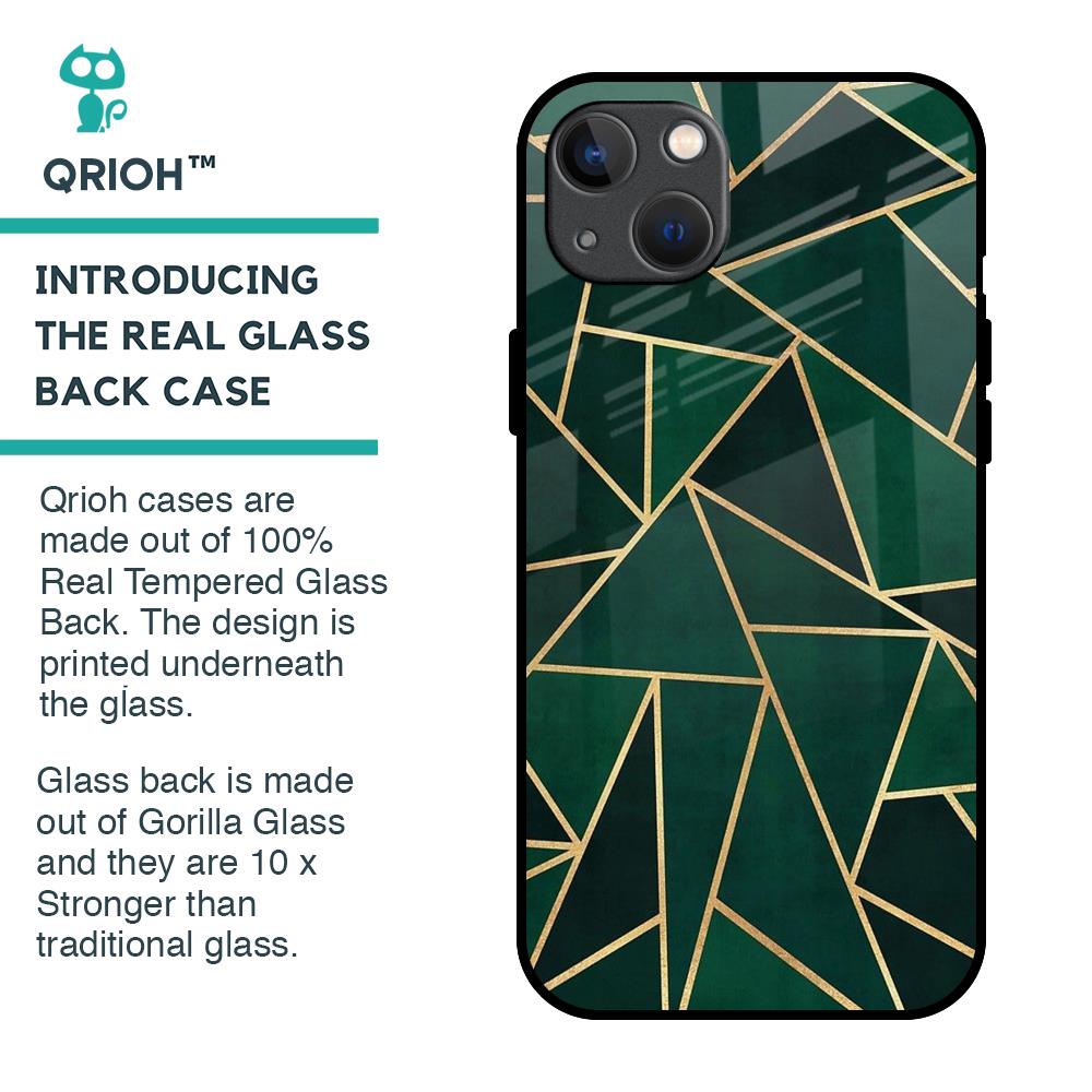 Abstract Green Glass Case For iPhone 13