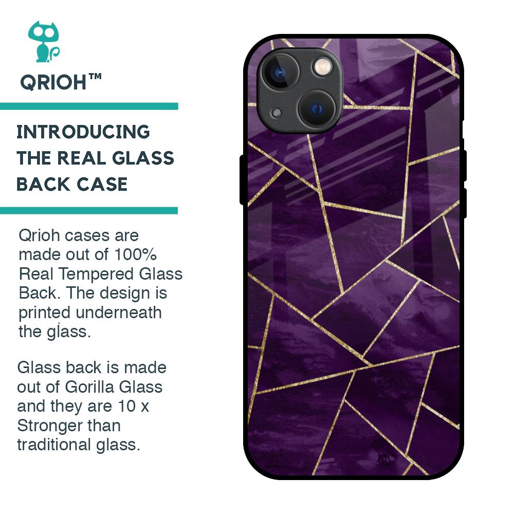 Geometric Purple Glass Case For iPhone 13