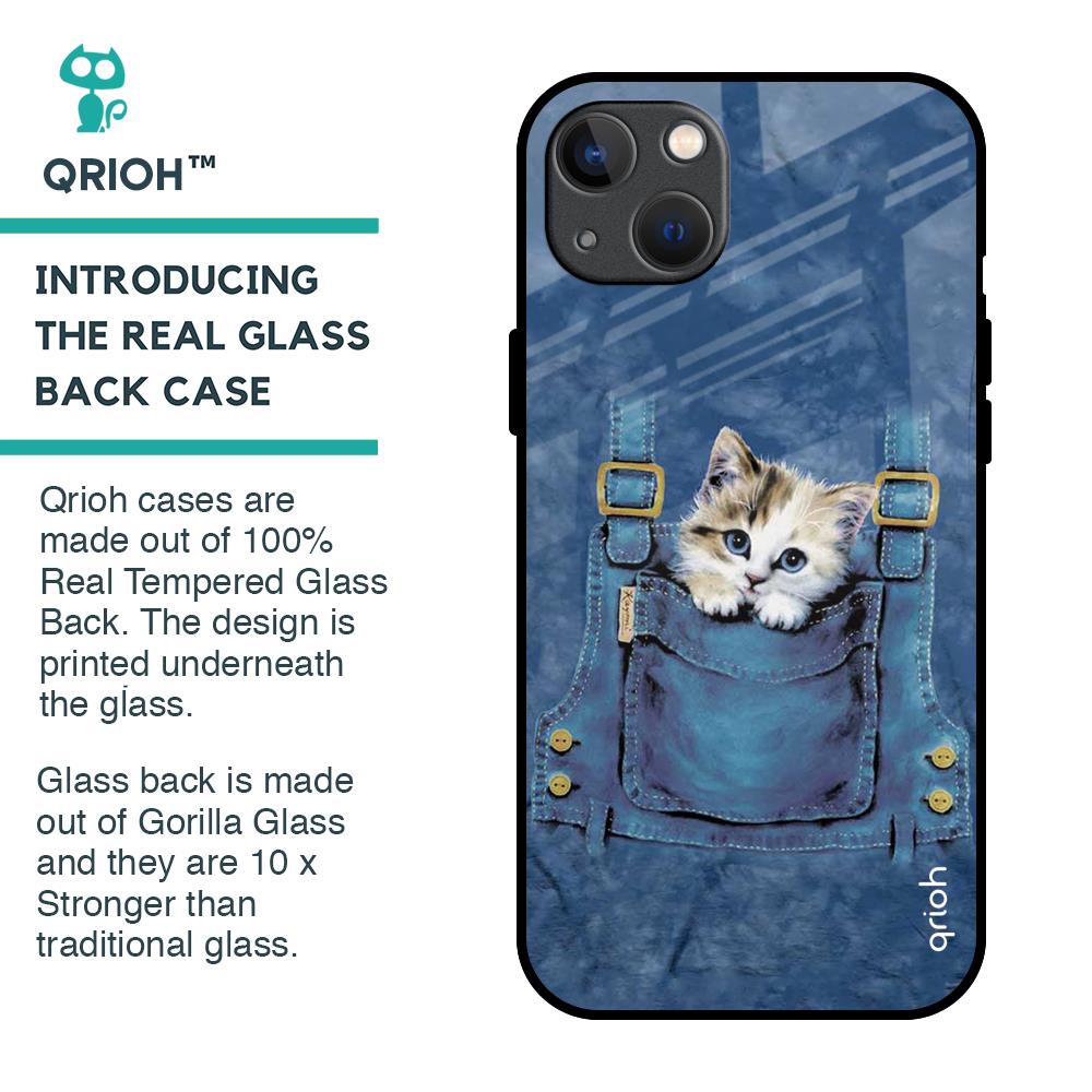 Kitty In Pocket Glass Case For iPhone 13