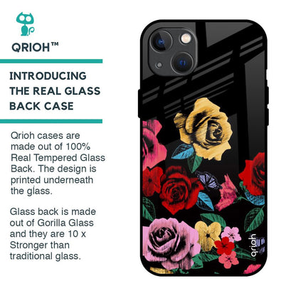 Floral Decorative Glass Case For iPhone 13