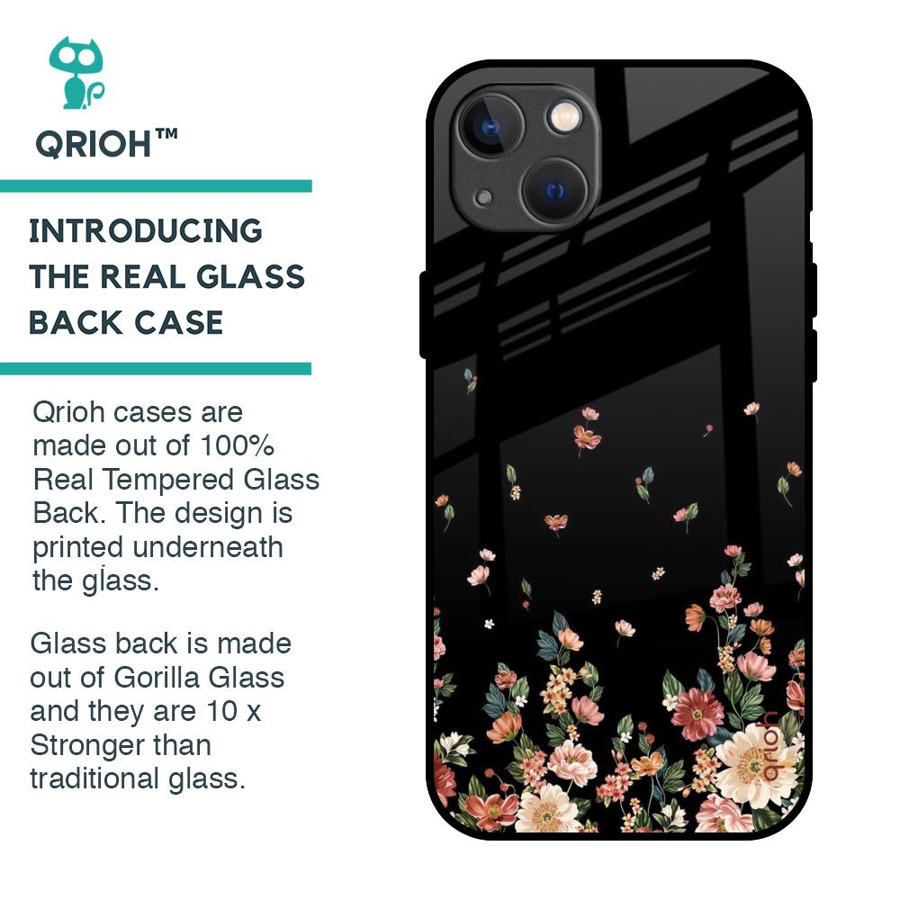 Floating Floral Print Glass Case for iPhone 13